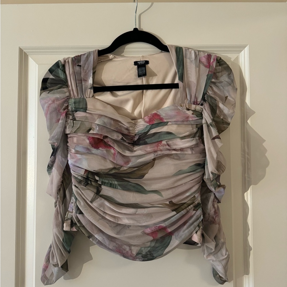 Floral Mesh Long Sleeve Top